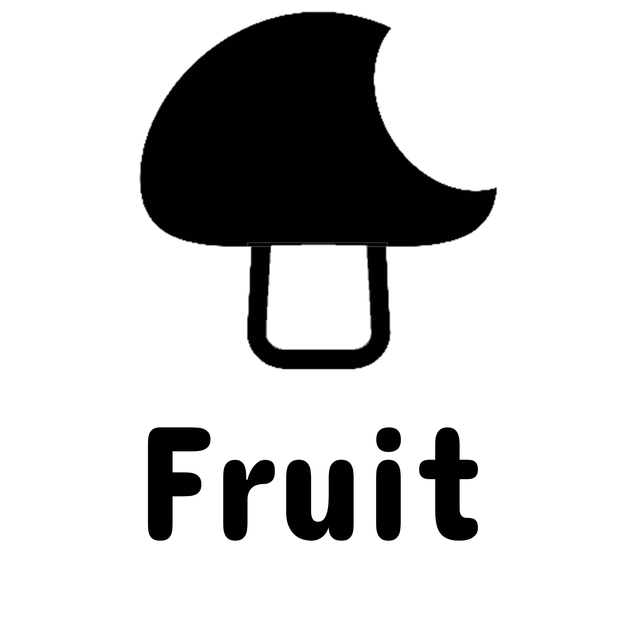 Minimalist black and white mushroom and chocolate bar logo.